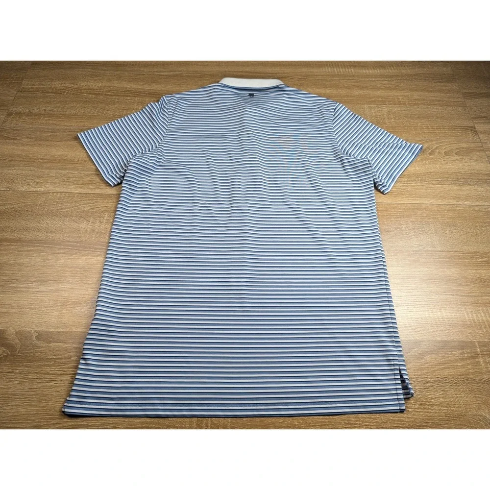 Greyson Men's Golf Performance Polo Shirt Large Blue Purple Wicking Striped